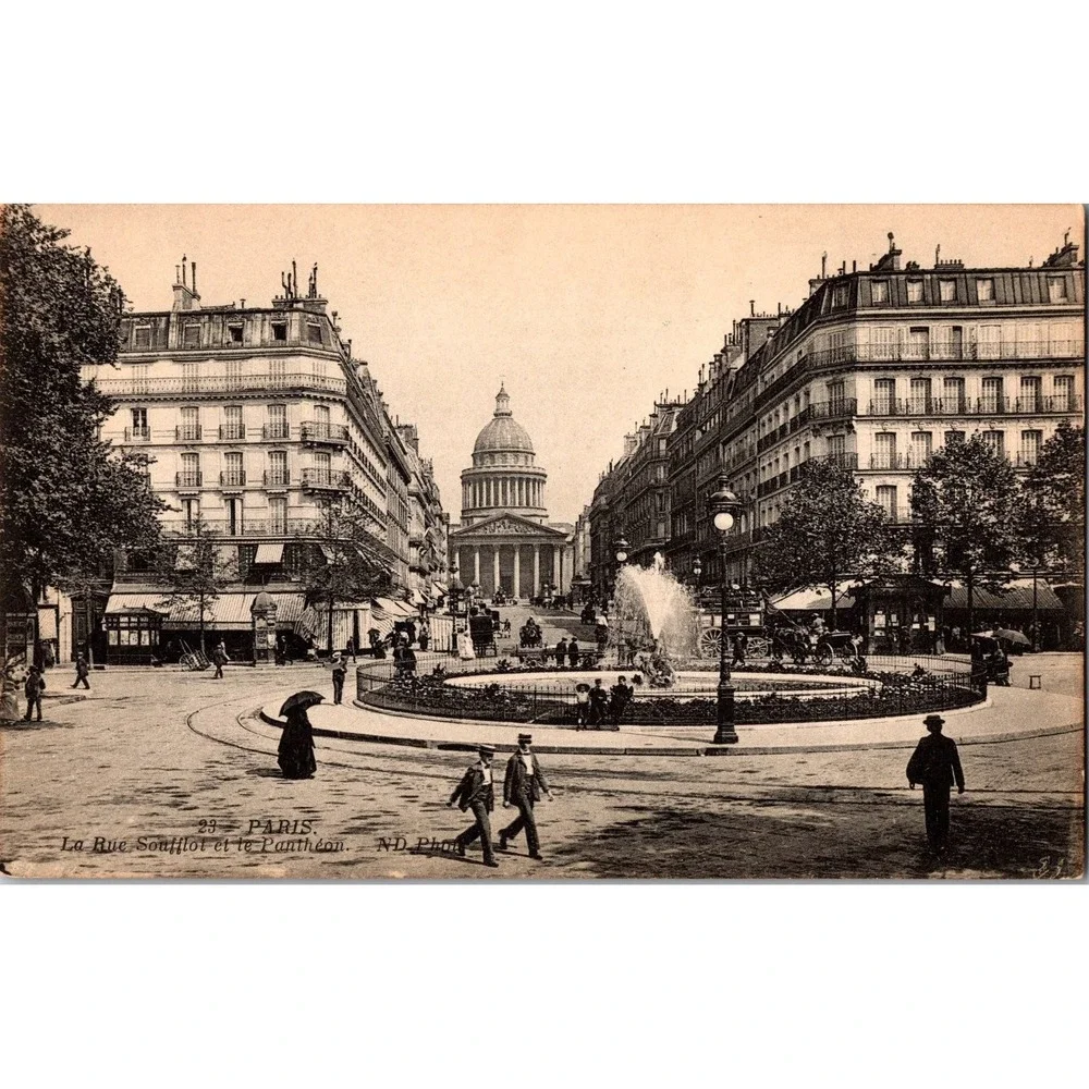 Vintage Paris La Rue‎ Soufflot et le Panthéon Postcard ND Photo
